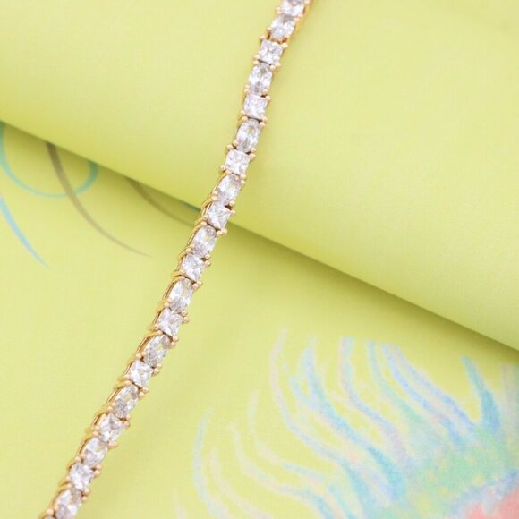 "Rose Gold Classic CZ Tennis Bracelet with Oval & Square Stones, , XPBL0748 - Picture 2 of 12